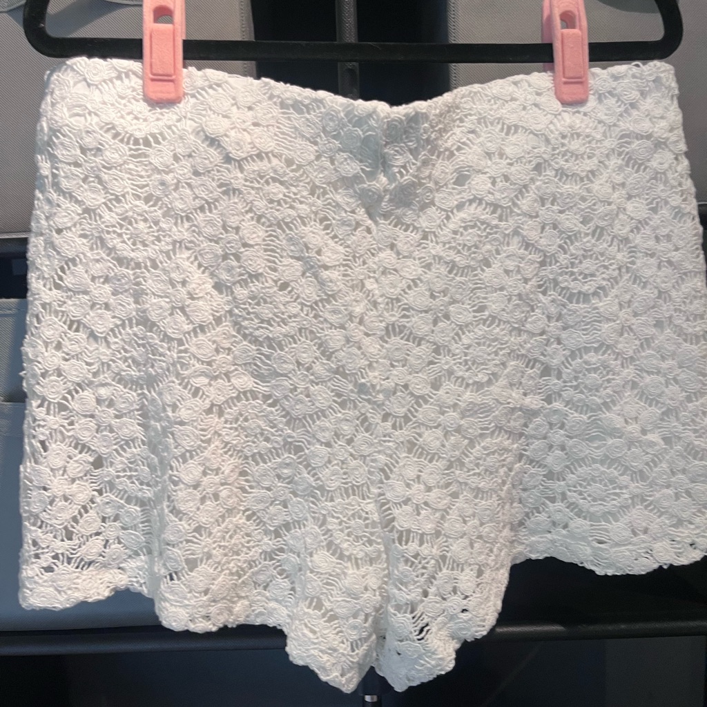 Mango High Waist White Lace Shorts